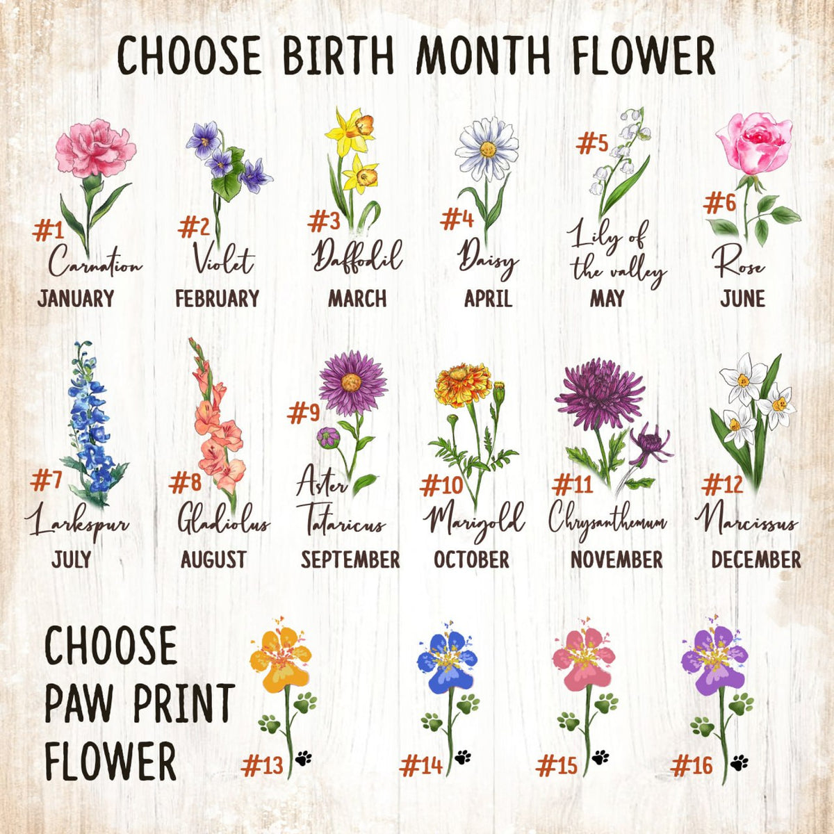 First Mom Now Grandma - Birth Flower Wooden Sign - Personalized Wooden Frame Gifts For Grandma, Dog Cat Lovers