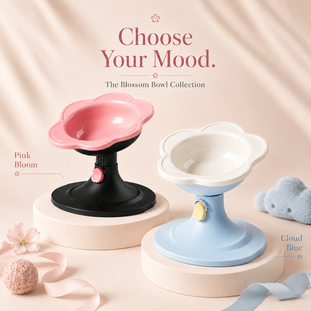 Adjustable Raised Ceramic Cat Bowl | Whisker-Friendly Elevated Cat Bowl