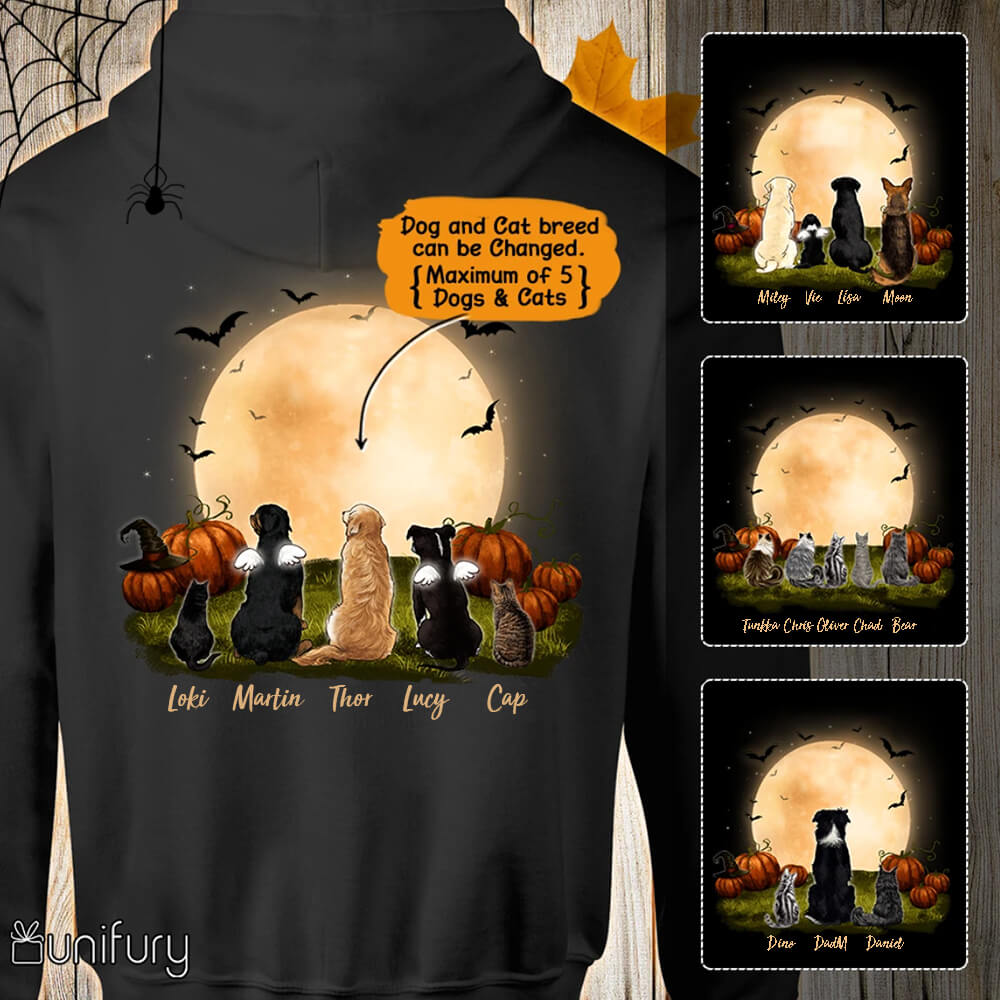 black halloween hoodie gift for dog and cat lovers