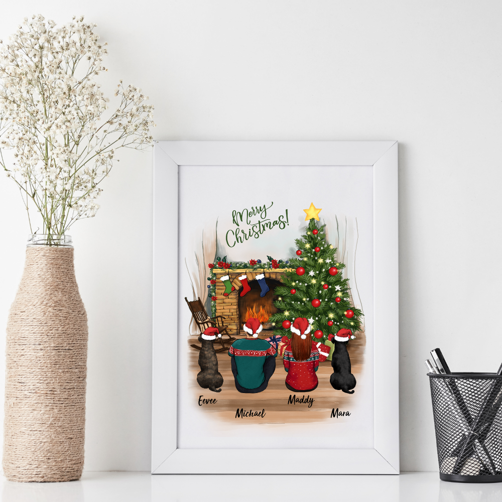 Printable Digital File - Personalized Christmas gifts for dog lovers - DOG & COUPLE - 2409- Digital PNG Download