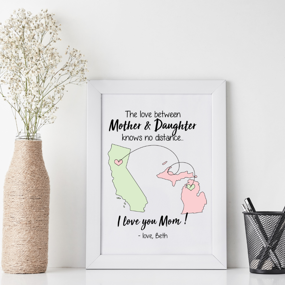 Printable Digital File - Personalized custom long distance relationship gift ideas canvas print- Digital PNG Download