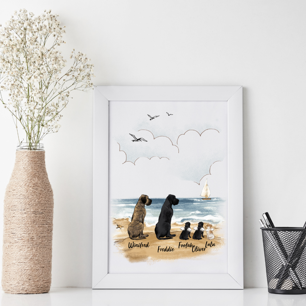 Printable Digital File - Personalized custom dog cat - Beach - Digital PNG Download