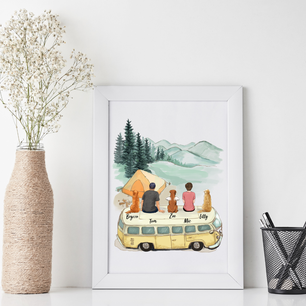 Printable Digital File - Personalized gifts for dog lovers - Dog & Couple - Camping - Digital PNG Download