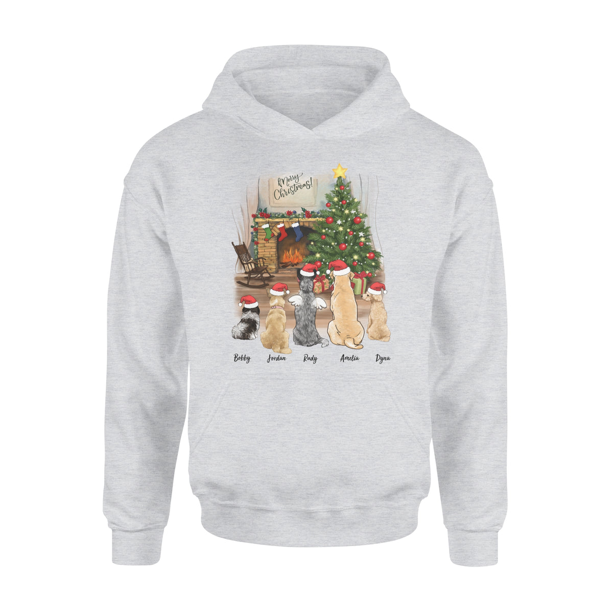 custom dog Christmas hoodie - grey
