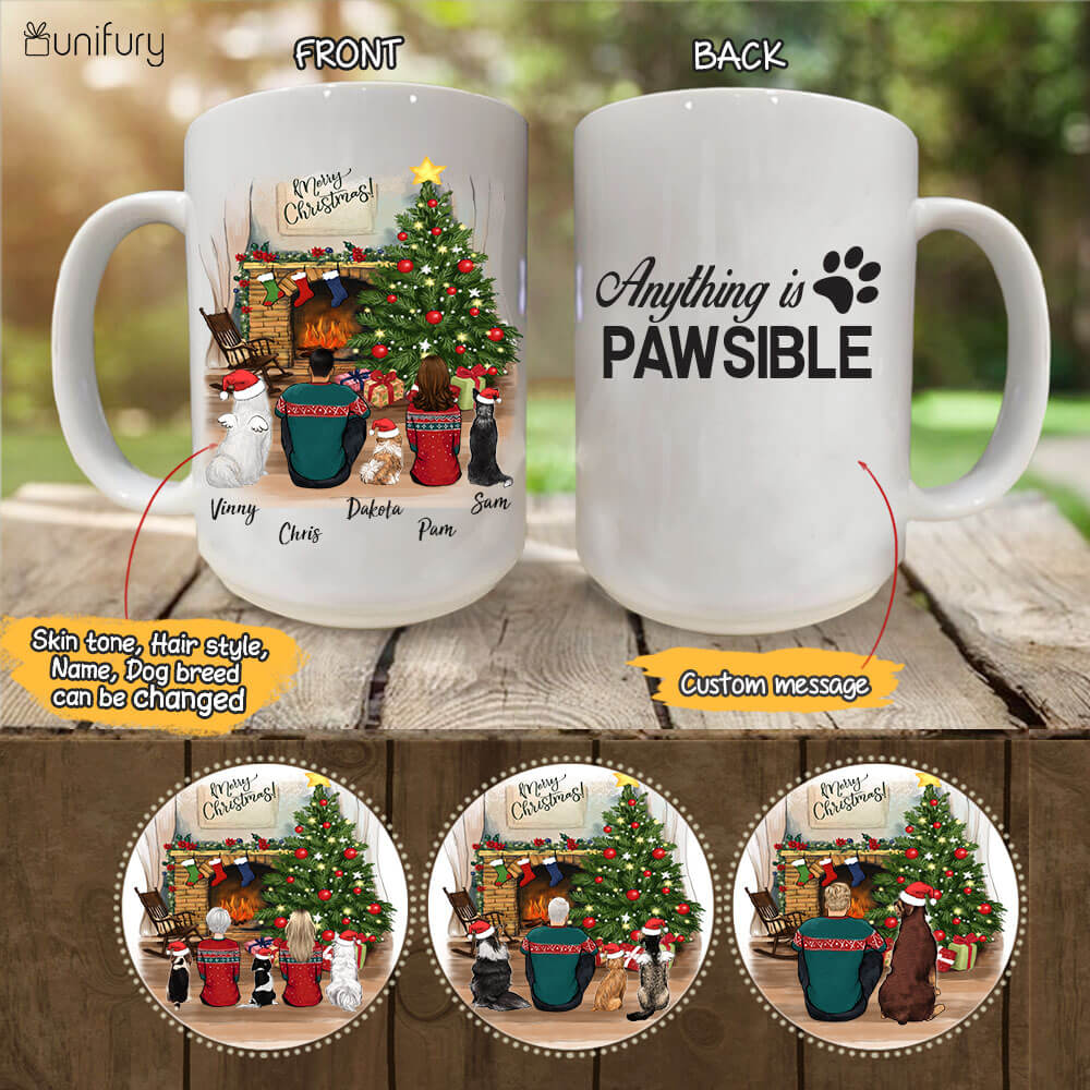 Personalized dog mug Christmas gifts for dog lovers - DOG & COUPLE - CUSTOM MESSAGE - 2409