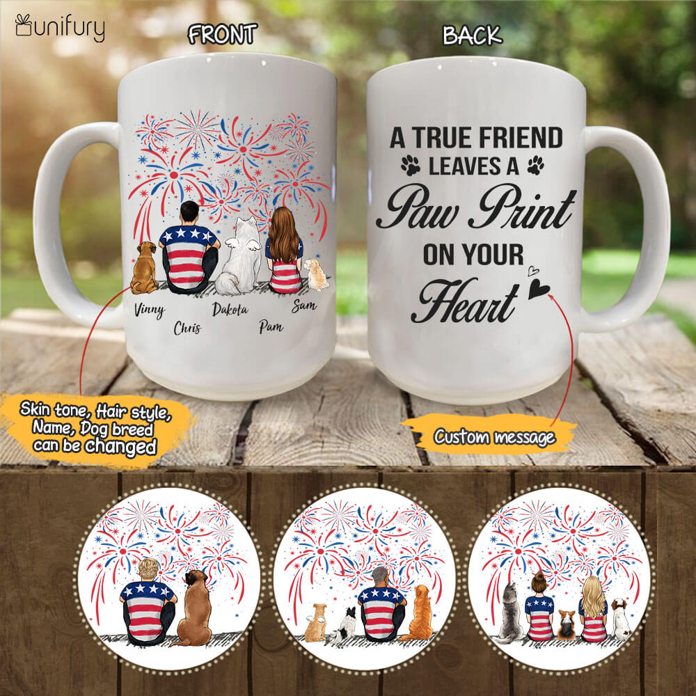  Personalized Dog & Couple 4th Of July Coffee Mug - Custom Message