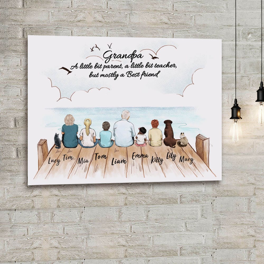 custom canvas print gift for grandpa - Grandpa A little bit parent, a little bit teacher, but mostly a best friend,