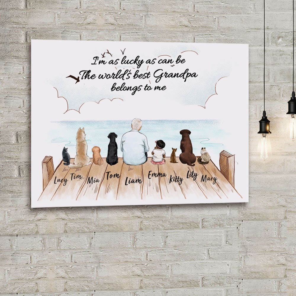 custom canvas print gift for grandpa - I am as lucky as can be the world's best grandpa belongs to me