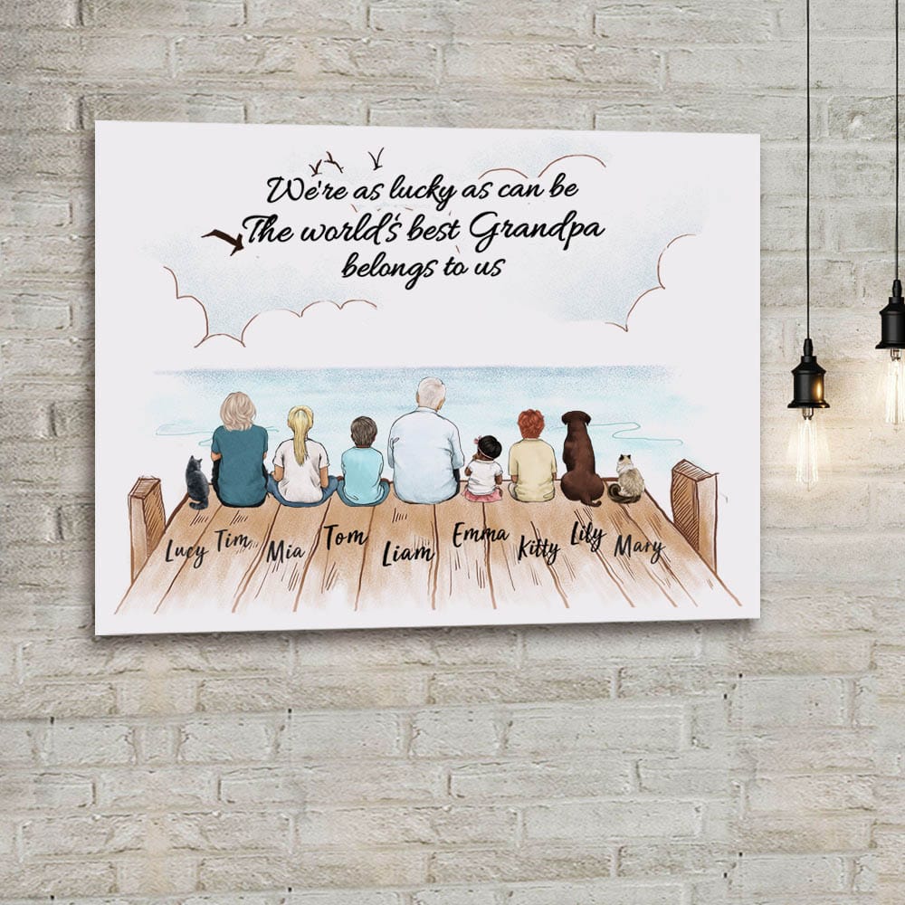 custom canvas print gift for grandpa - We're as lucky as can be the world's best grandpa belongs to us