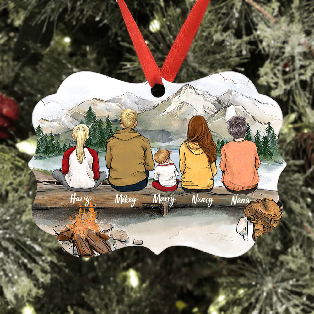 Personalized Medallion Metal Ornament gifts for the whole family - UP TO 5 PEOPLE - Hiking