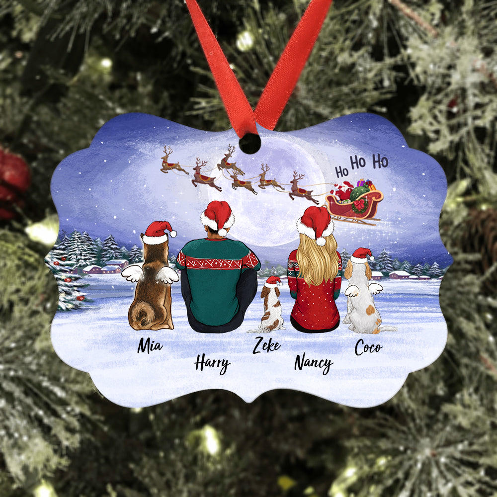 Santa Ho Ho Ho - Dog & Owner Ornaments - Dog & Couple - Personalized Christmas Gifts For Dog Lovers - Medallion Metal Ornament