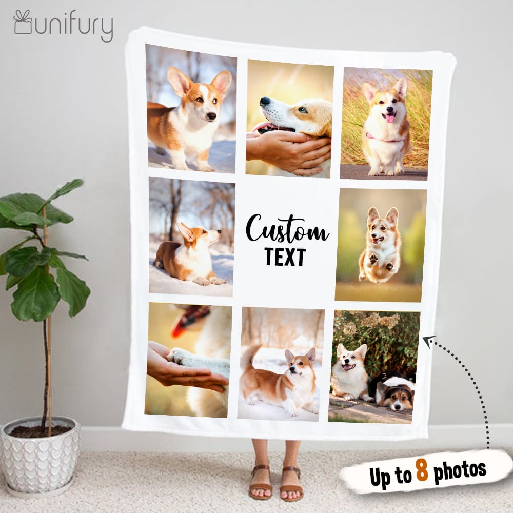 Personalized custom photo Fleece Blanket with CUSTOM MESSAGE & 8 PHOTOS