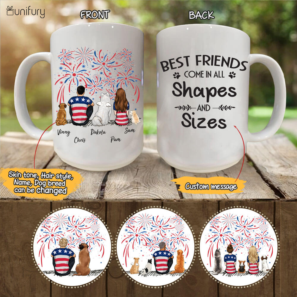  Personalized Dog & Couple 4th Of July Coffee Mug - Custom Message