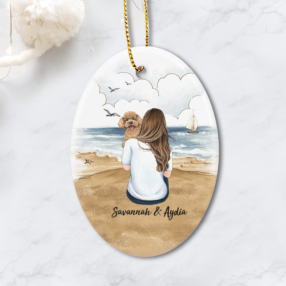 Personalized ceramic ornament gifts for dog lovers - Dog Mom - Beach