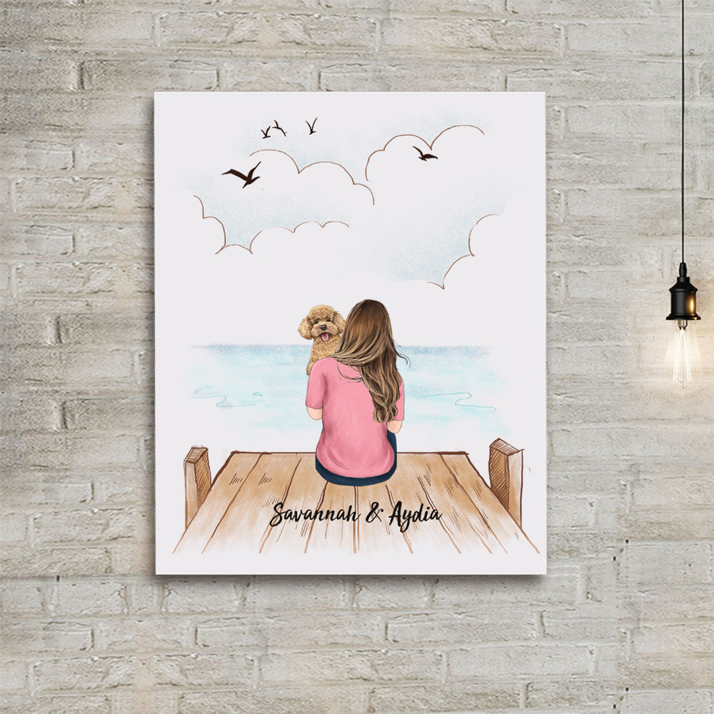 Personalized canvas print wall art gifts for dog lovers - Dog Mom - Wooden Dock