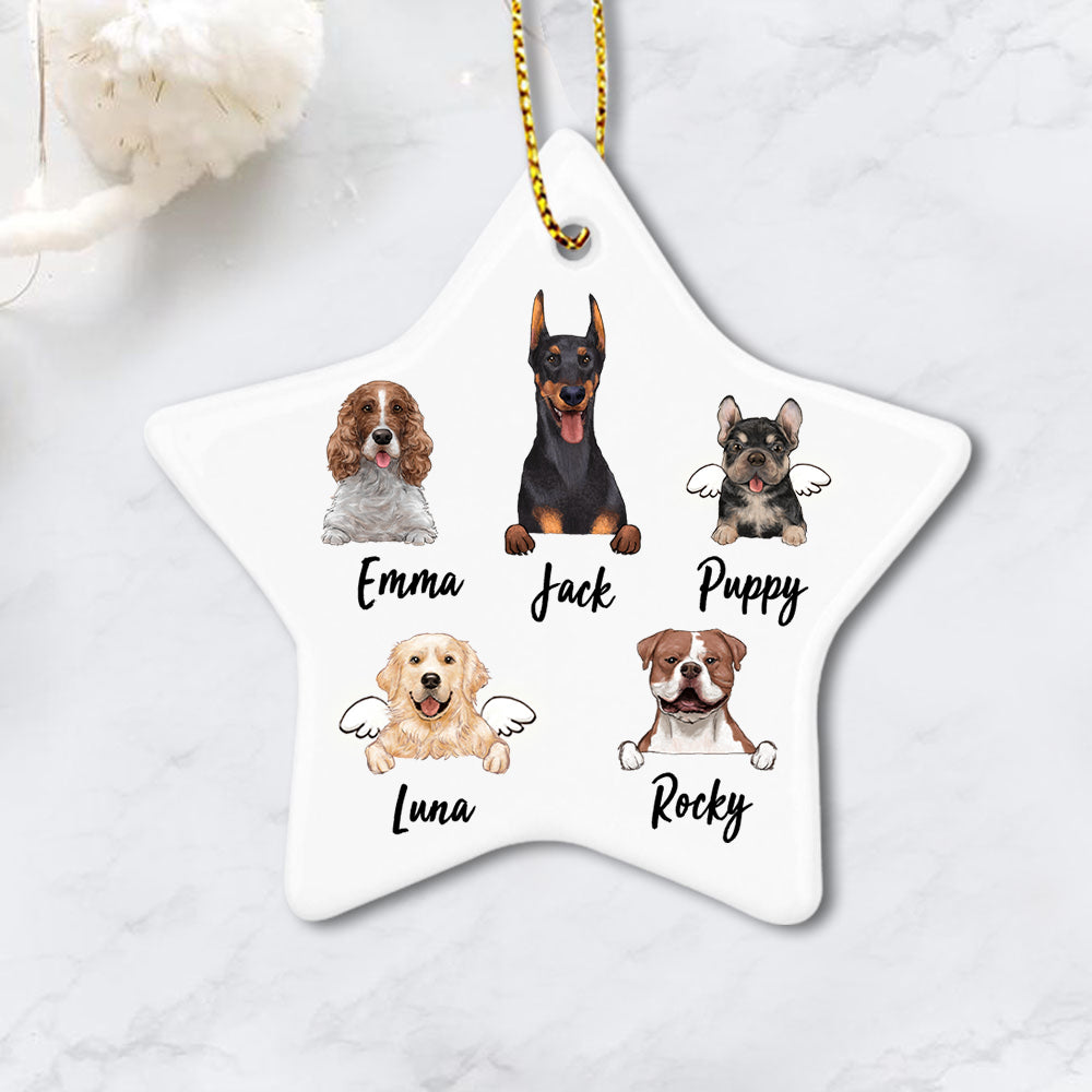 Personalized dog Christmas Ceramic Ornament gifts for dog lovers (PRINTED ON BOTH SIDES)