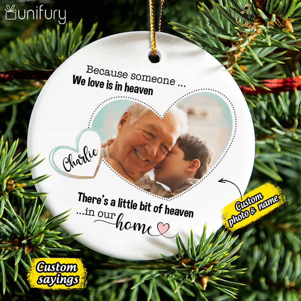 Personalized Memorial Christmas Ceramic Ornaments for lost loved one (PRINTED ON BOTH SIDES) - Custom photo & sayings