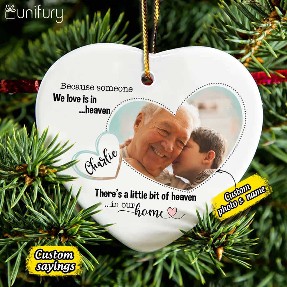 Personalized Memorial Christmas Ceramic Ornaments for lost loved one (PRINTED ON BOTH SIDES) - Custom photo & sayings