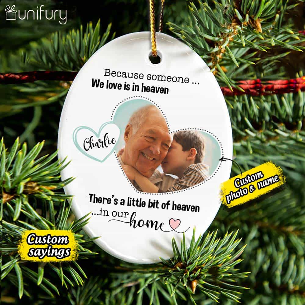 Personalized Memorial Christmas Ceramic Ornaments for lost loved one (PRINTED ON BOTH SIDES) - Custom photo & sayings