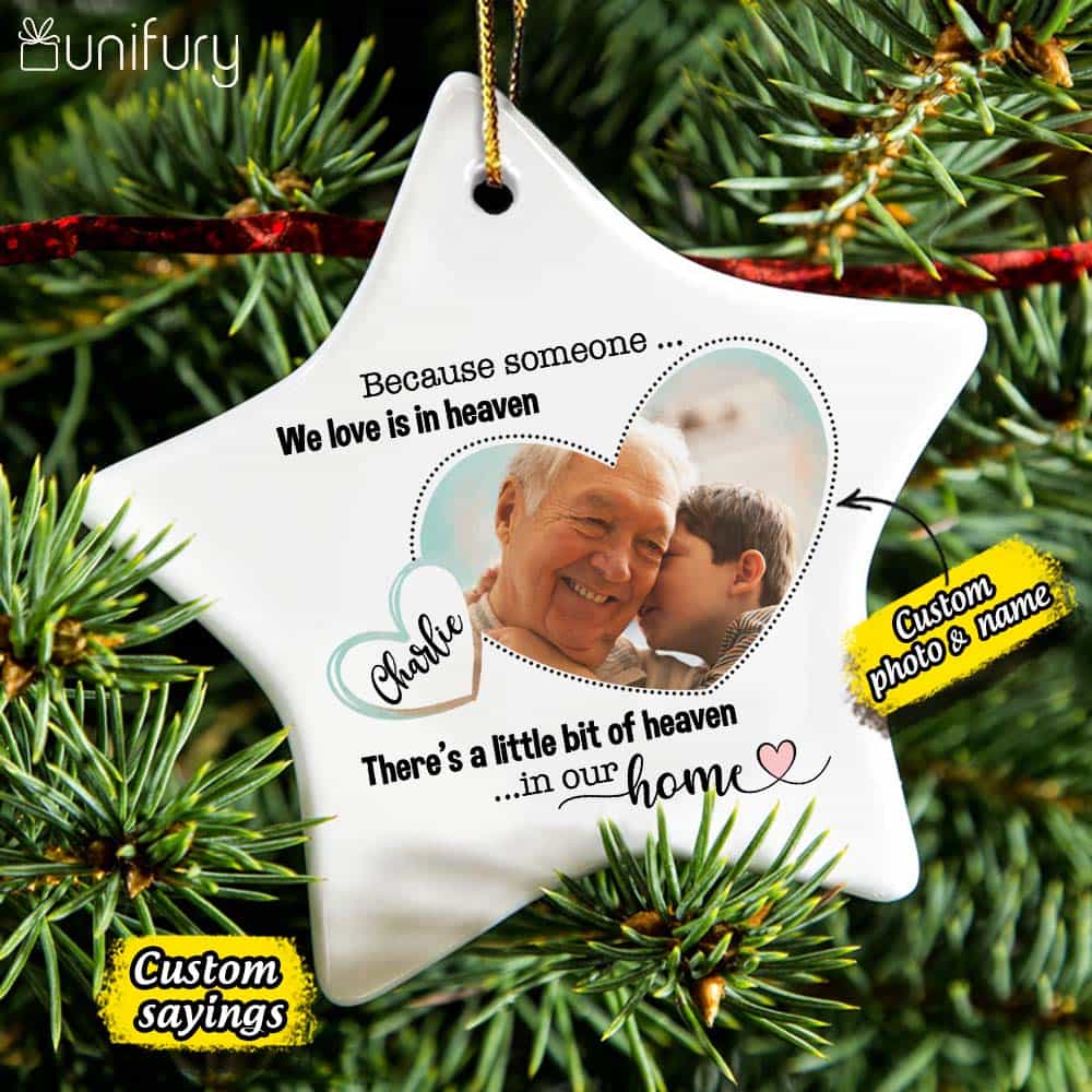 Personalized Memorial Christmas Ceramic Ornaments for lost loved one (PRINTED ON BOTH SIDES) - Custom photo & sayings
