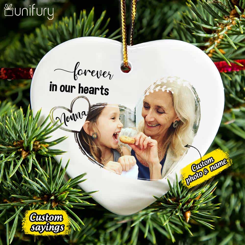 Personalized Memorial Christmas Ceramic Ornaments for lost loved one (PRINTED ON BOTH SIDES) - Custom photo & sayings