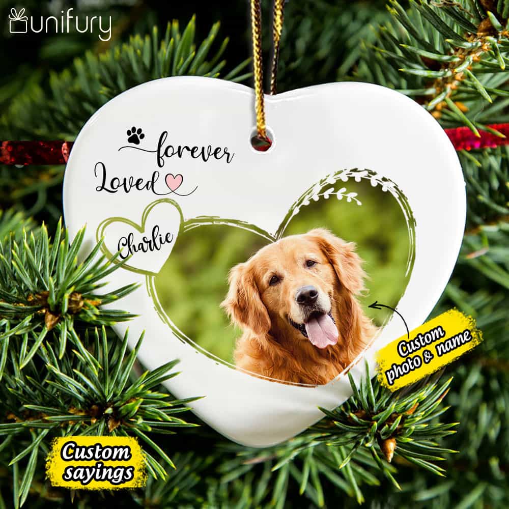 Dog Memorial Ornament - Cat Memorial Ornament - Custom Photo & Sayings - Personalized Christmas Ceramic Ornament - (Printed On Both Sides)