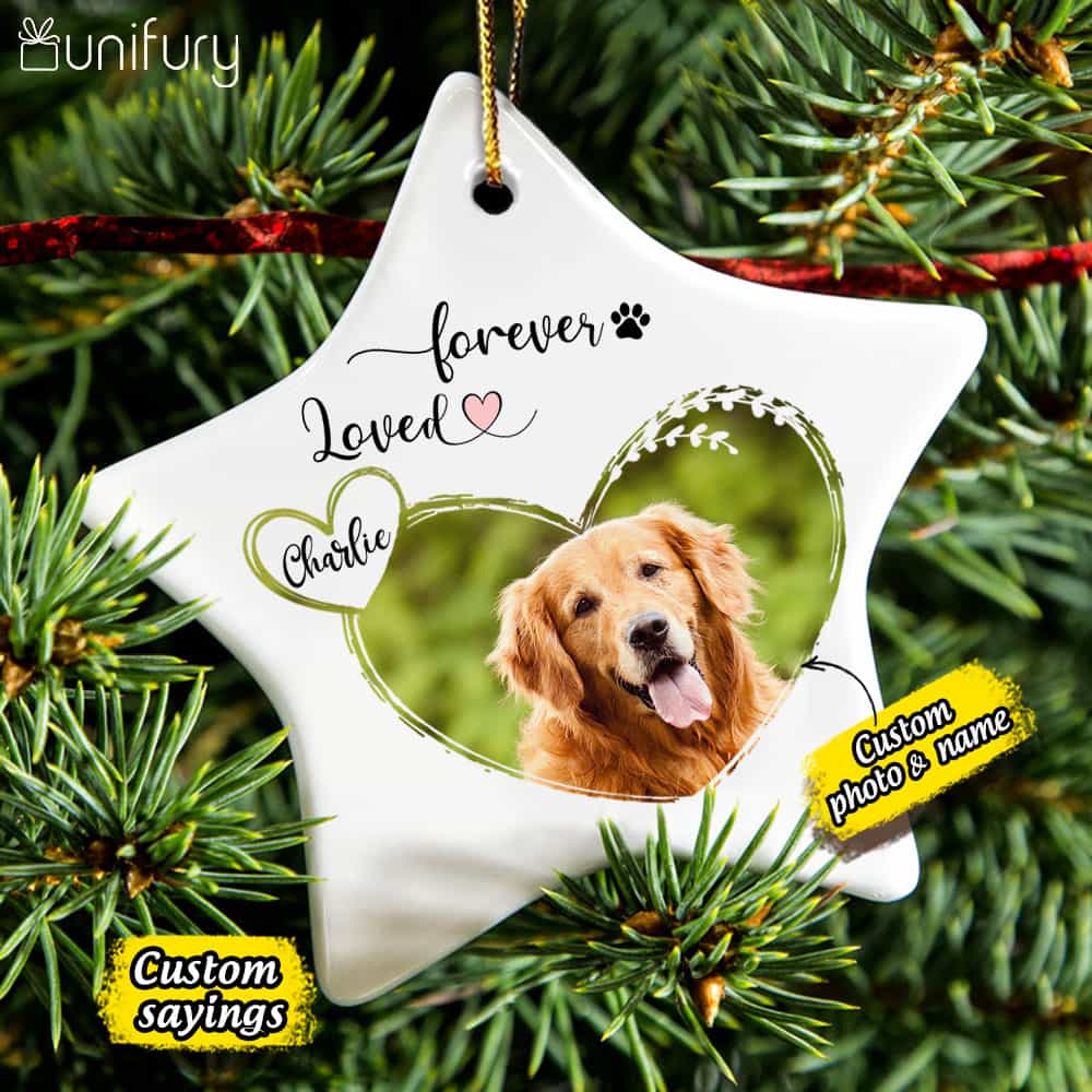 Dog Memorial Ornament - Cat Memorial Ornament - Custom Photo & Sayings - Personalized Christmas Ceramic Ornament - (Printed On Both Sides)