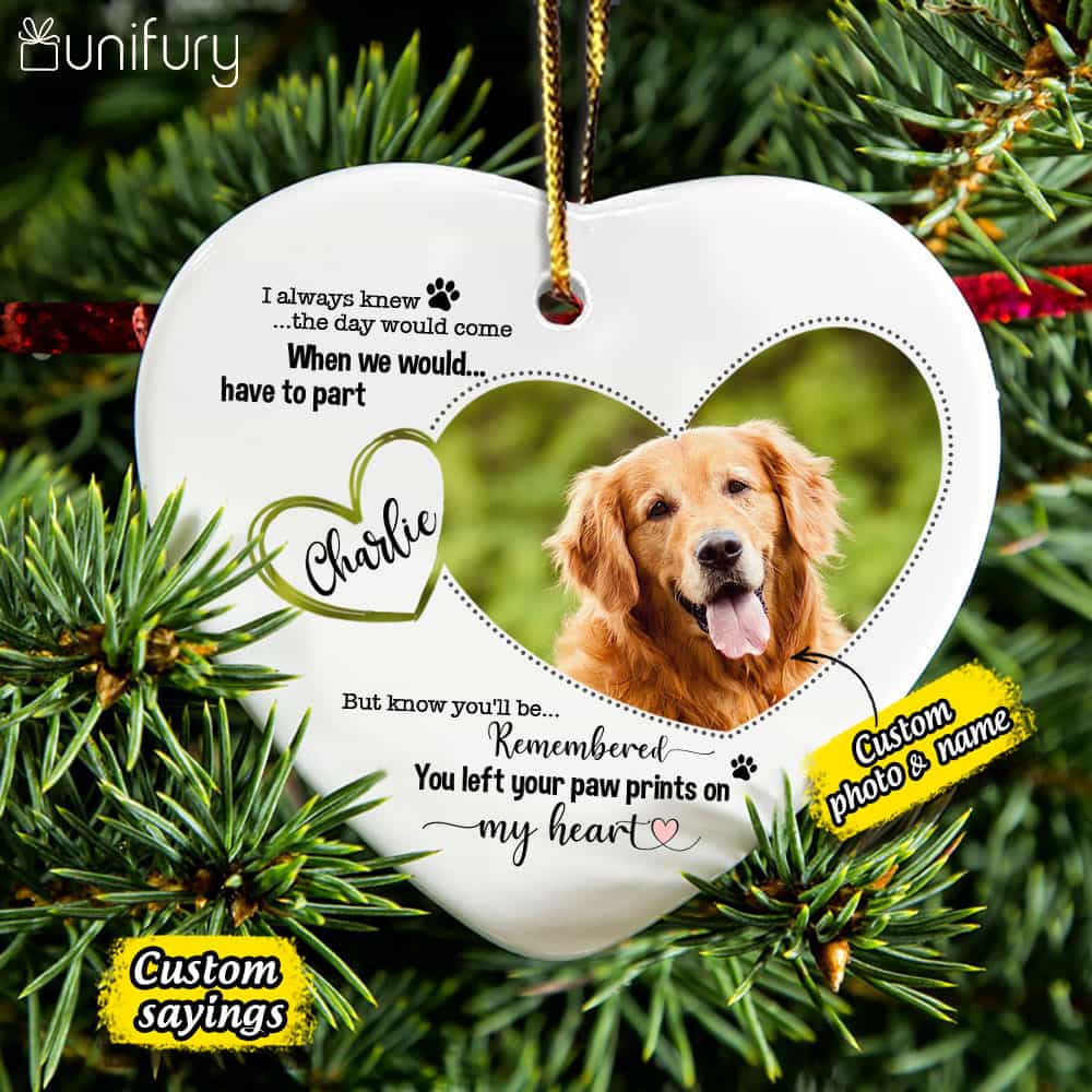 Dog Memorial Ornament - Cat Memorial Ornament - Custom Photo & Sayings - Personalized Christmas Ceramic Ornament - (Printed On Both Sides)