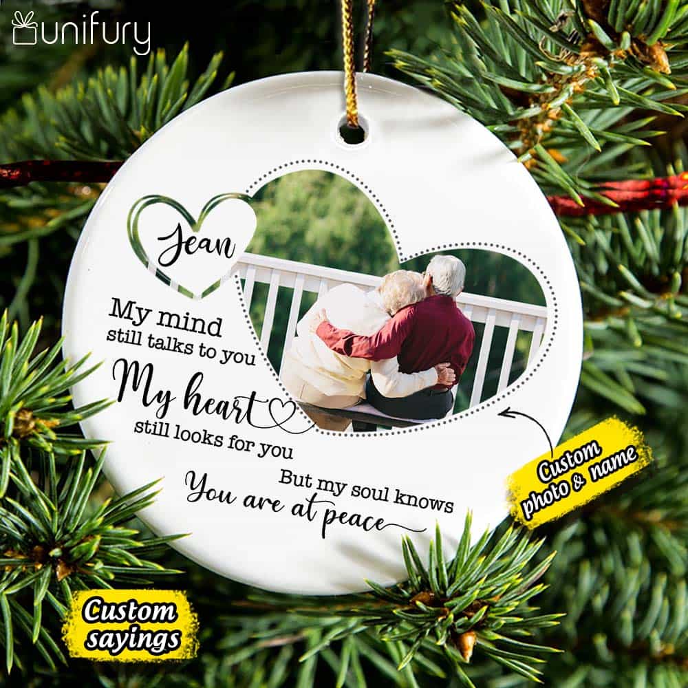 Personalized Memorial Christmas Ceramic Ornaments for lost loved one (PRINTED ON BOTH SIDES) - Custom photo & sayings