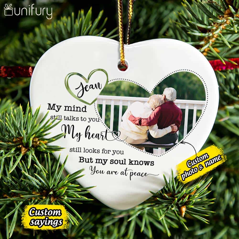 Personalized Memorial Christmas Ceramic Ornaments for lost loved one (PRINTED ON BOTH SIDES) - Custom photo & sayings