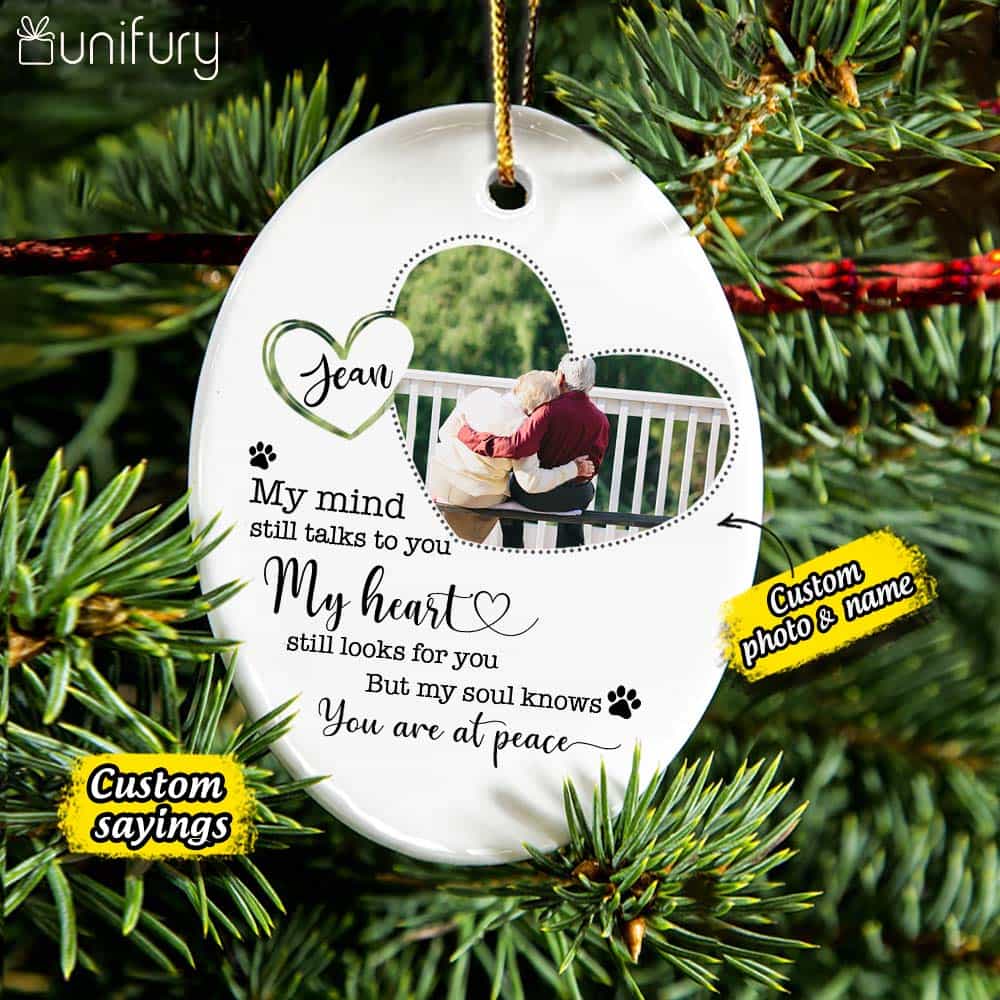 Personalized Memorial Christmas Ceramic Ornaments for lost loved one (PRINTED ON BOTH SIDES) - Custom photo & sayings