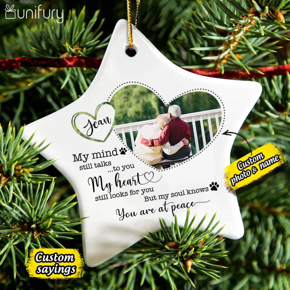 Personalized Memorial Christmas Ceramic Ornaments for lost loved one (PRINTED ON BOTH SIDES) - Custom photo & sayings