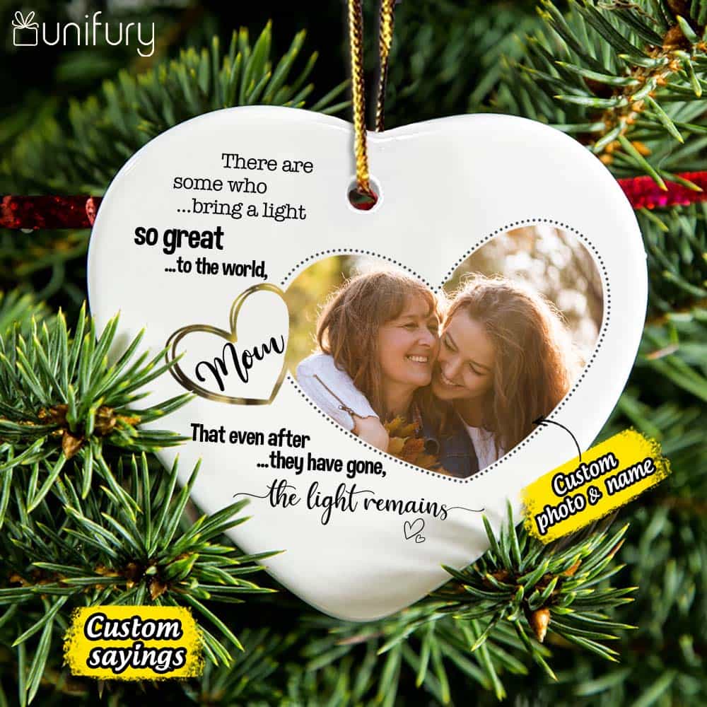 Personalized Memorial Christmas Ceramic Ornaments for lost loved one (PRINTED ON BOTH SIDES) - Custom photo & sayings