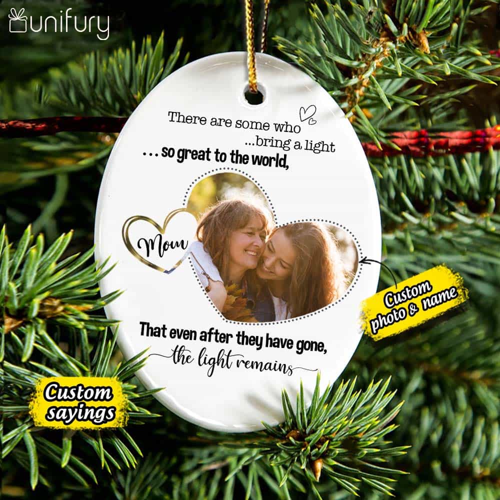 Personalized Memorial Christmas Ceramic Ornaments for lost loved one (PRINTED ON BOTH SIDES) - Custom photo & sayings