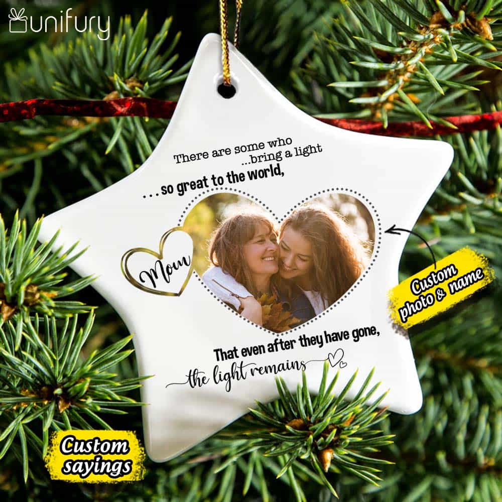 Personalized Memorial Christmas Ceramic Ornaments for lost loved one (PRINTED ON BOTH SIDES) - Custom photo & sayings