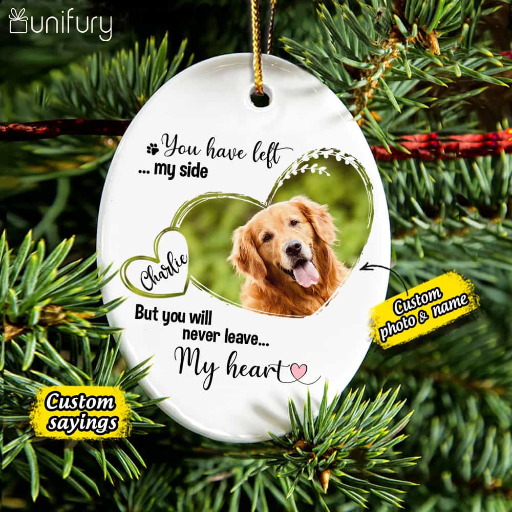 Dog Memorial Ornament - Cat Memorial Ornament - Custom Photo & Sayings - Personalized Christmas Ceramic Ornament - (Printed On Both Sides)