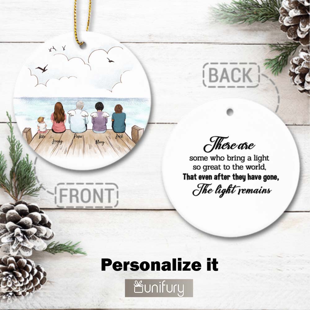 Memorial Ornaments - Custom Saying In Memory Of Ornaments - Personalized Memorial Christmas Ceramic Ornaments For Lost Loved One (2 Sides 2 Designs)