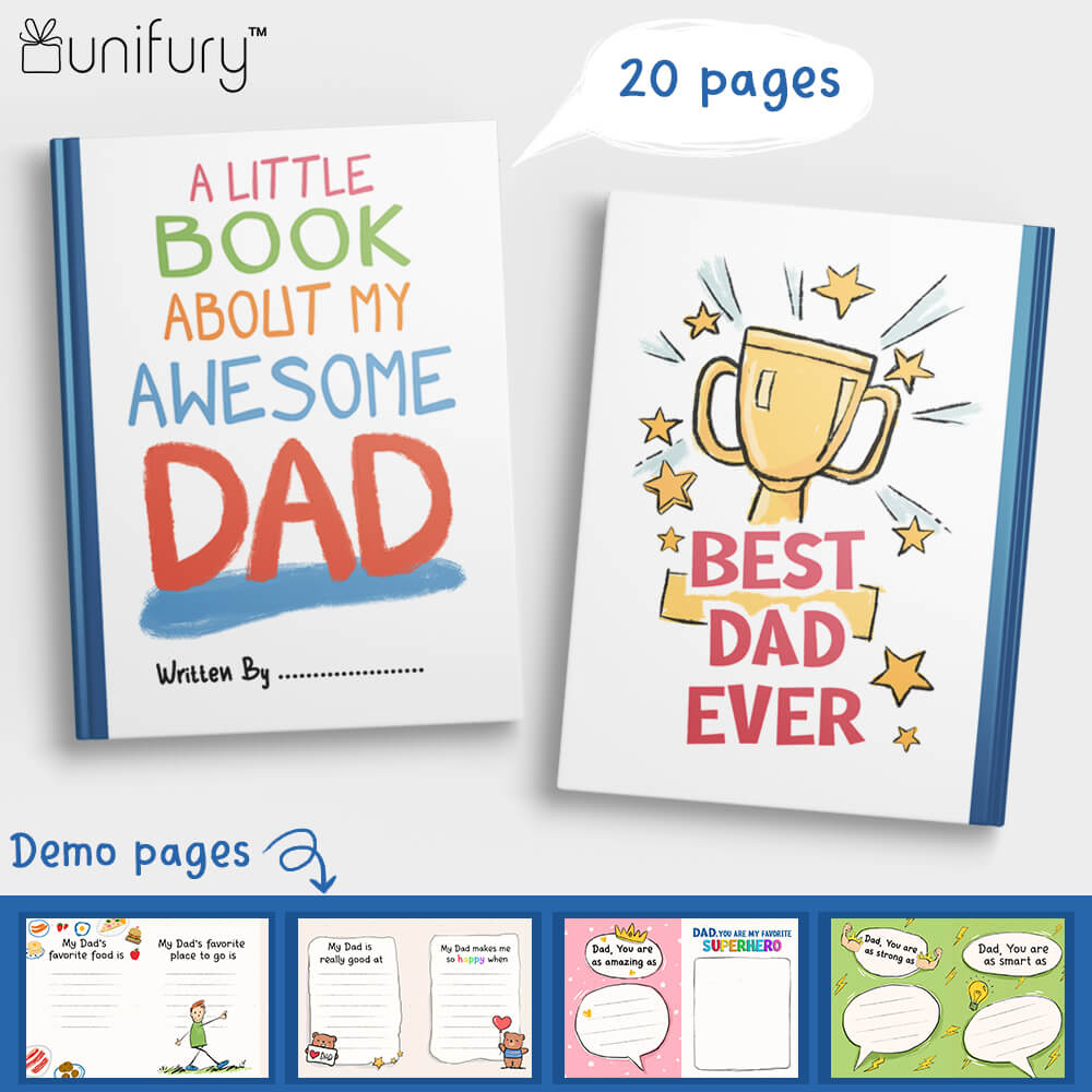A Little Book About My Awesome Dad - Fill In The Blank Hardcover Book With Prompts For Kids to Fill with their Own Words, Drawings and Pictures - Bear