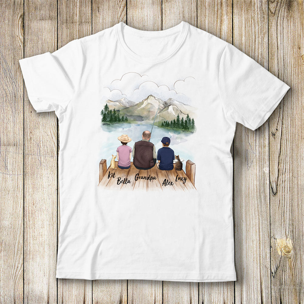 Personalized gifts for the whole family with dog, cat T-shirt - UP TO 5 - Fishing