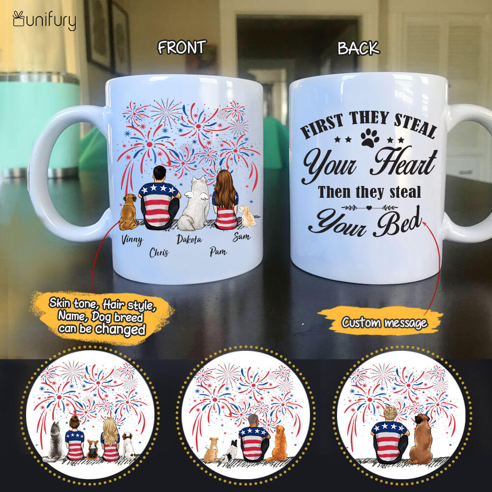  Personalized Dog & Couple 4th Of July Coffee Mug - Custom Message