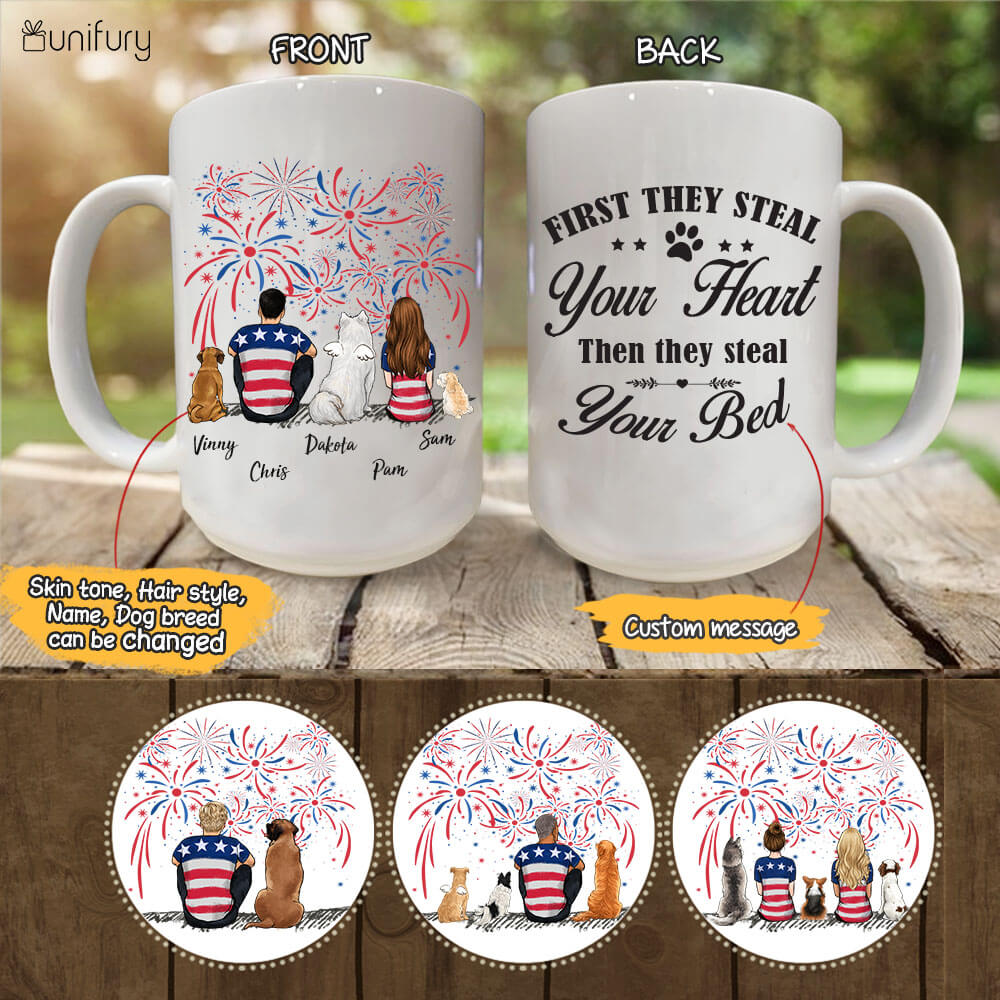 Personalized Dog & Couple 4th Of July Coffee Mug - Custom Message