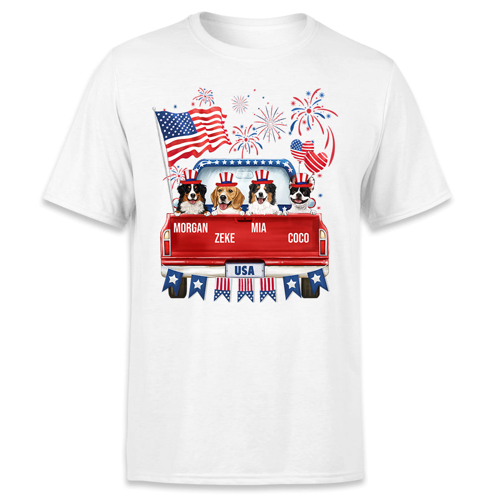 Personalized T-shirt for dog lovers - 4th of July - Pickup Truck