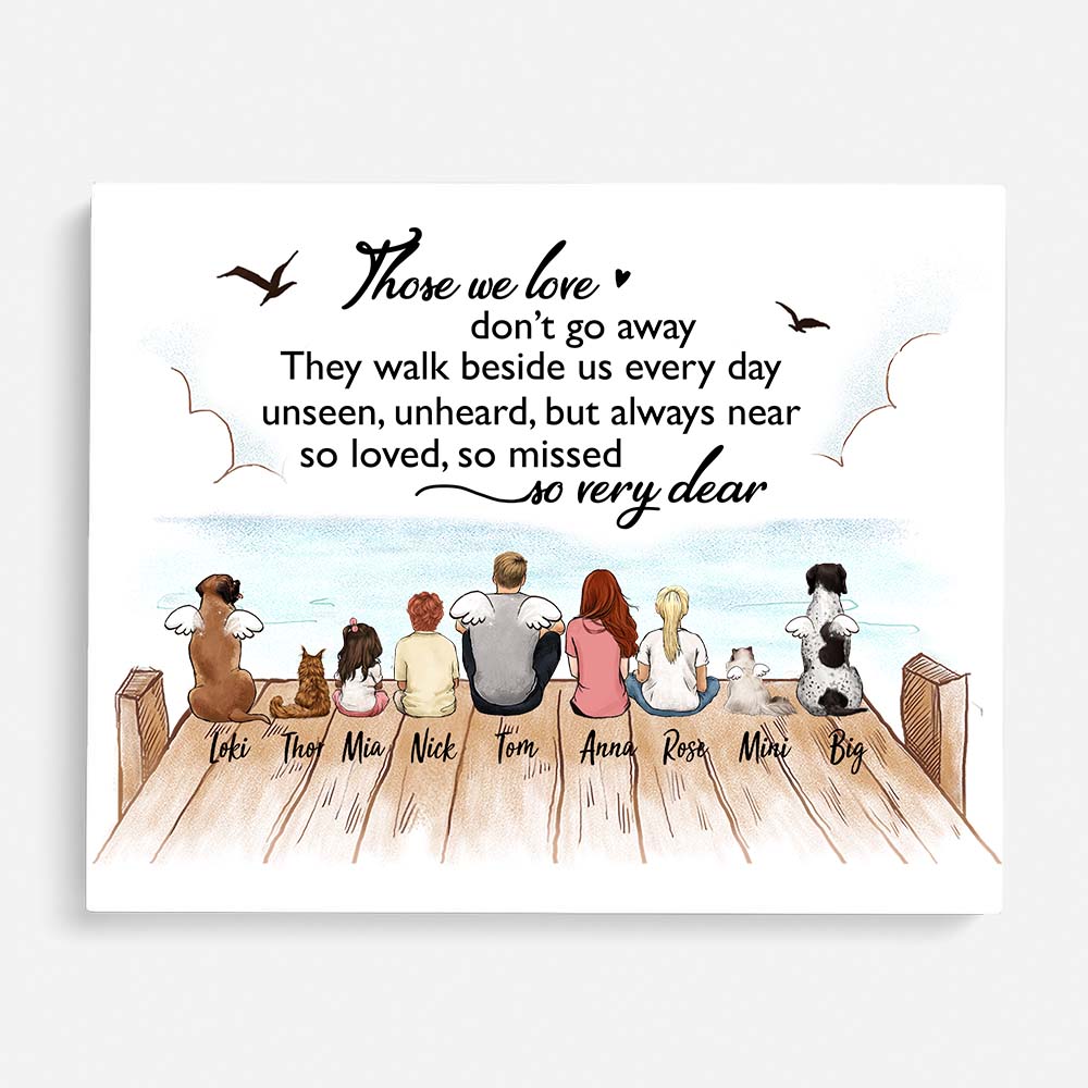 Personalized Memorial Gifts Canvas Print - Family Up To 9 People & Pets - Those We Love Don‘T Go Away