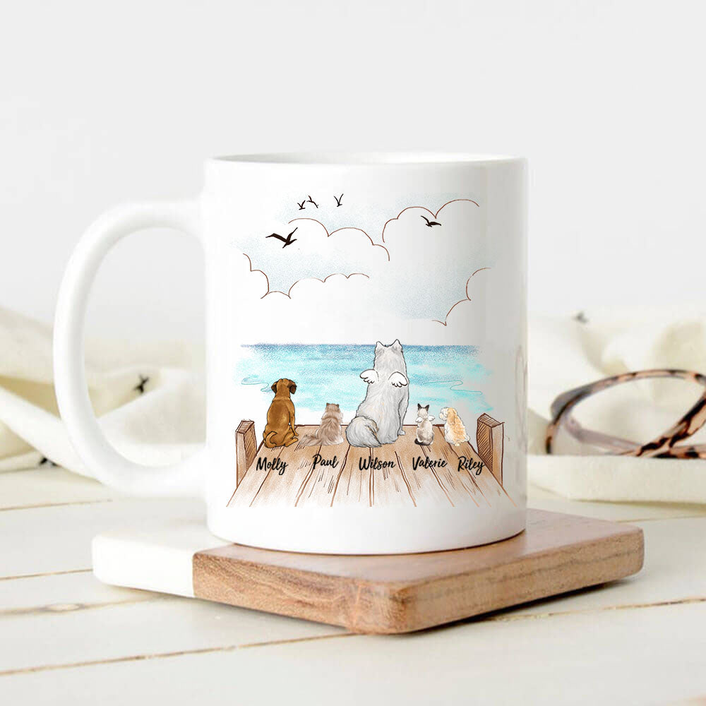 Custom Pet Mug - Gifts for dog lovers & cat lovers - Wooden dock - 11oz