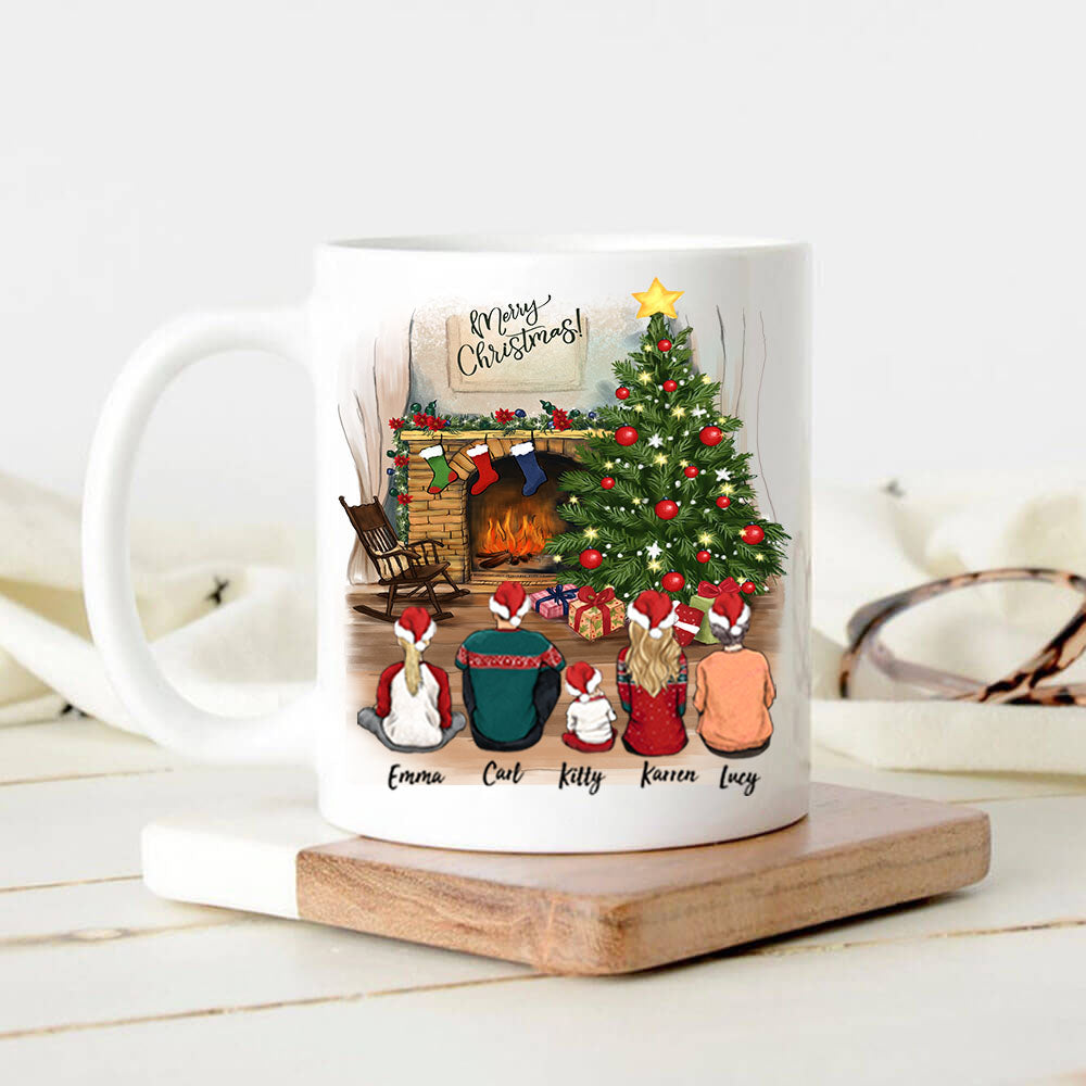 Custom Family Mug - Christmas Gifts For Family - Up To 5 People - Personalized Coffee Mug