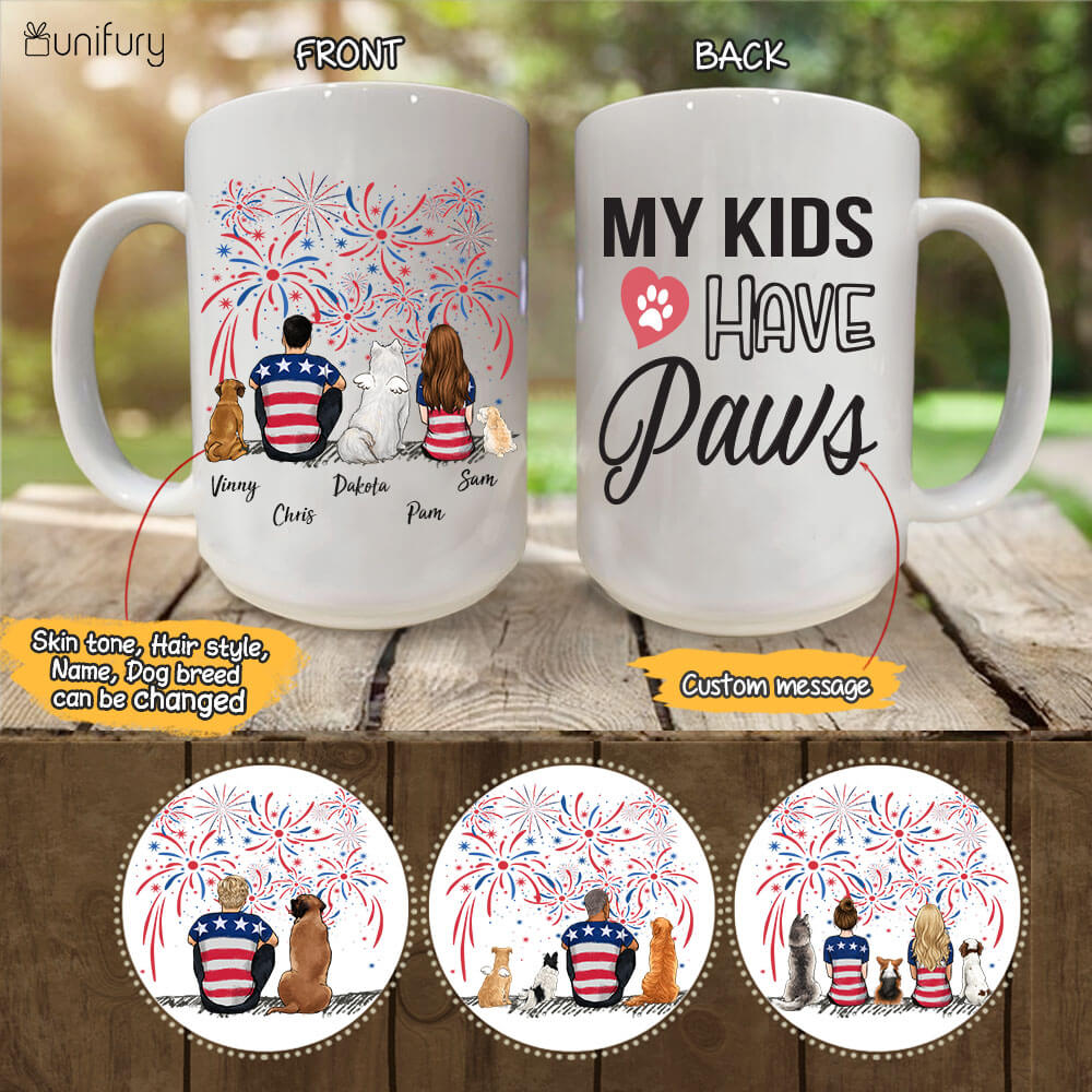  Personalized Dog & Couple 4th Of July Coffee Mug - Custom Message