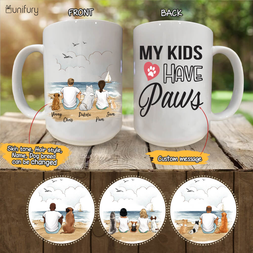 Personalized dog mug gifts for dog lovers - My kids have paws