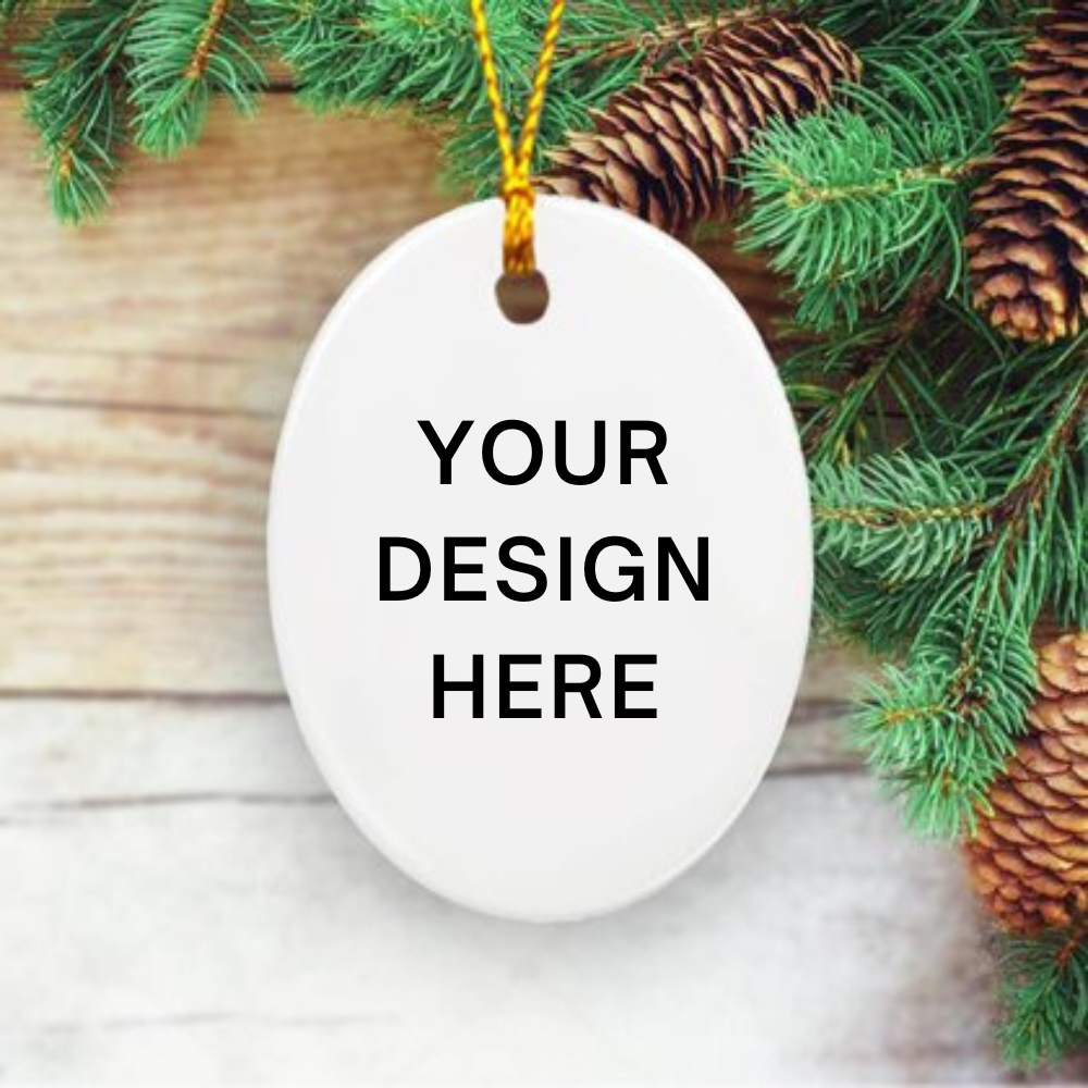 Custom Photo Ceramic Ornament With Your Personal Custom Design - Printed On Both Sides