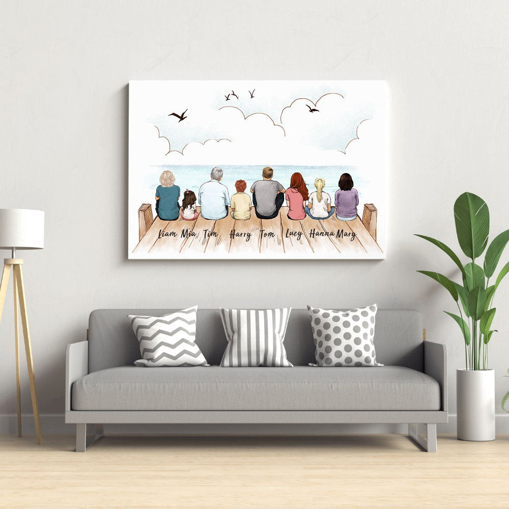 Printable Digital File - Personalized gifts for the whole family - UP TO 8 PEOPLE - Wooden dock - Digital PNG Download