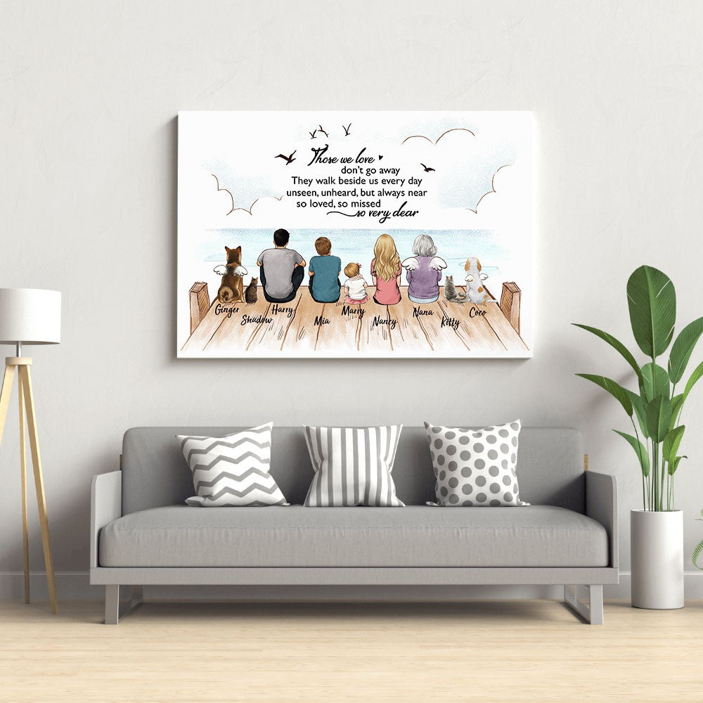 Printable Digital File - Personalized Memorial Gifts - Family Up To 9 People & Pets - Those we love don‘t go away - Digital PNG Download